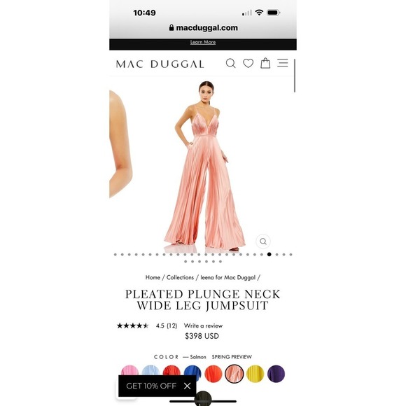 Mac Duggal Pleated Plunge Neck Wide Leg Jumpsuit Size 0 NWT - Picture 5 of 12